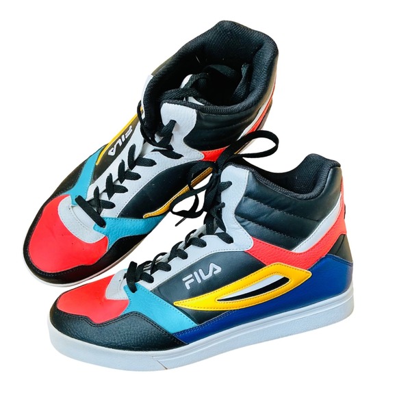 FILA Mens Retro High Top Everge‎ Leather Basketball Sneakers Colorblock Sz 11.5